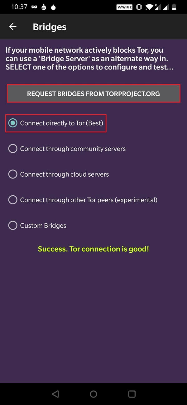 tap on ‘request bridges from torproject.org’, | How To Access Blocked Sites on Android