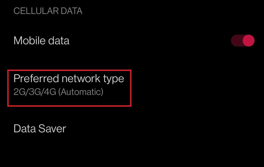 Tap Preferred network type.