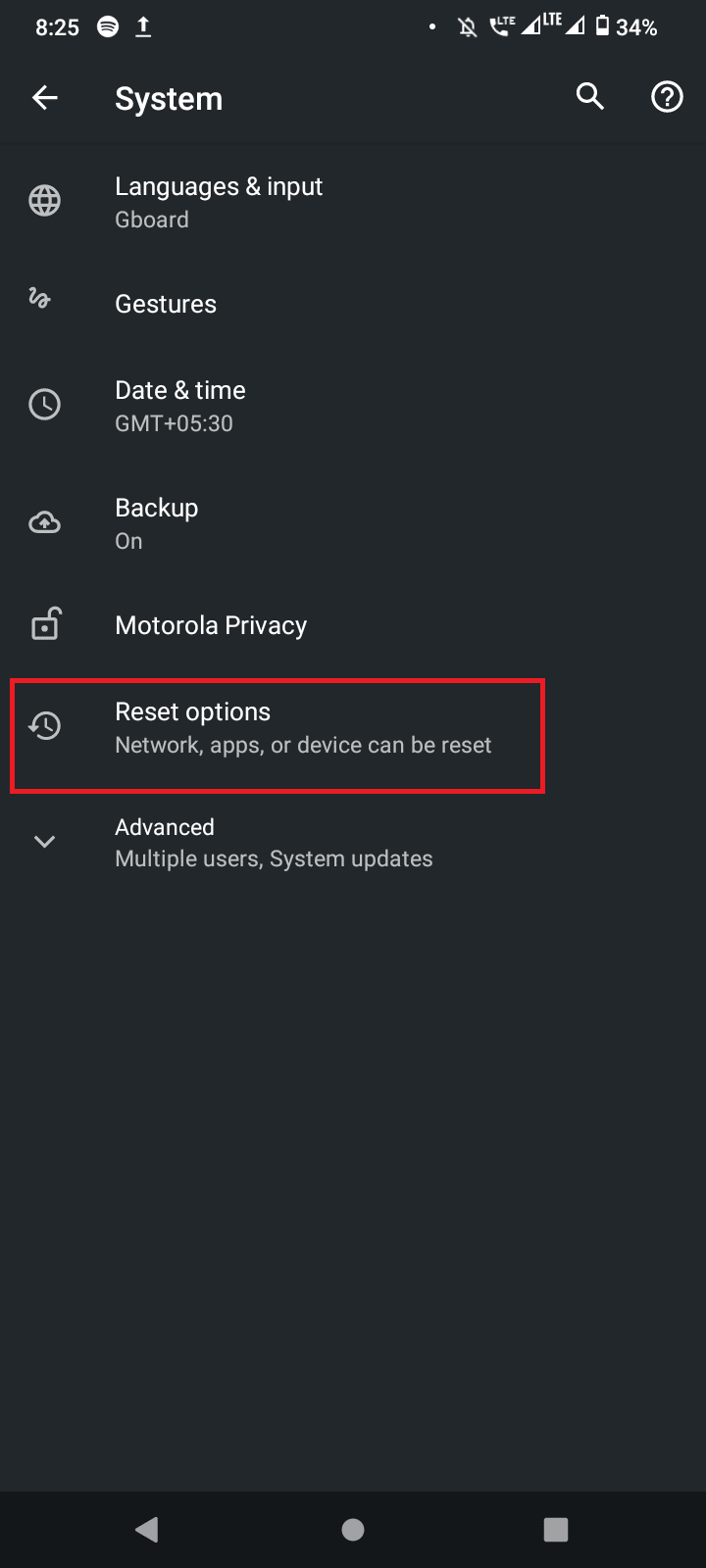 tap reset options. Fix Google Play Store Error 963