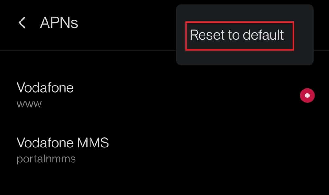 Tap Reset to default.