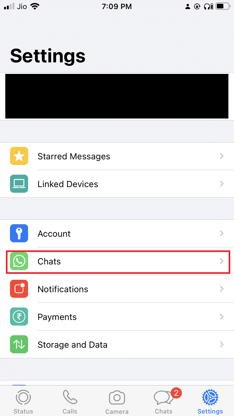 Tap the Chats option