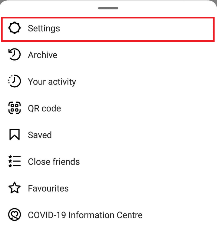 Tap the Settings option