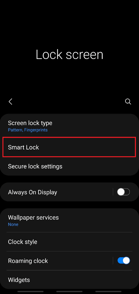 Tap the Smart Lock option