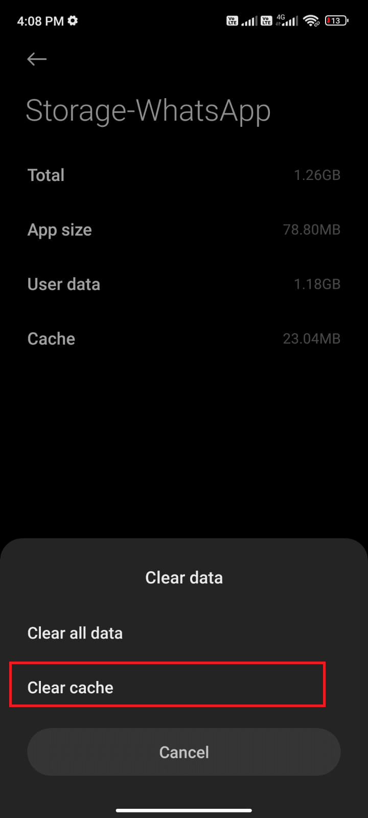 clear cache