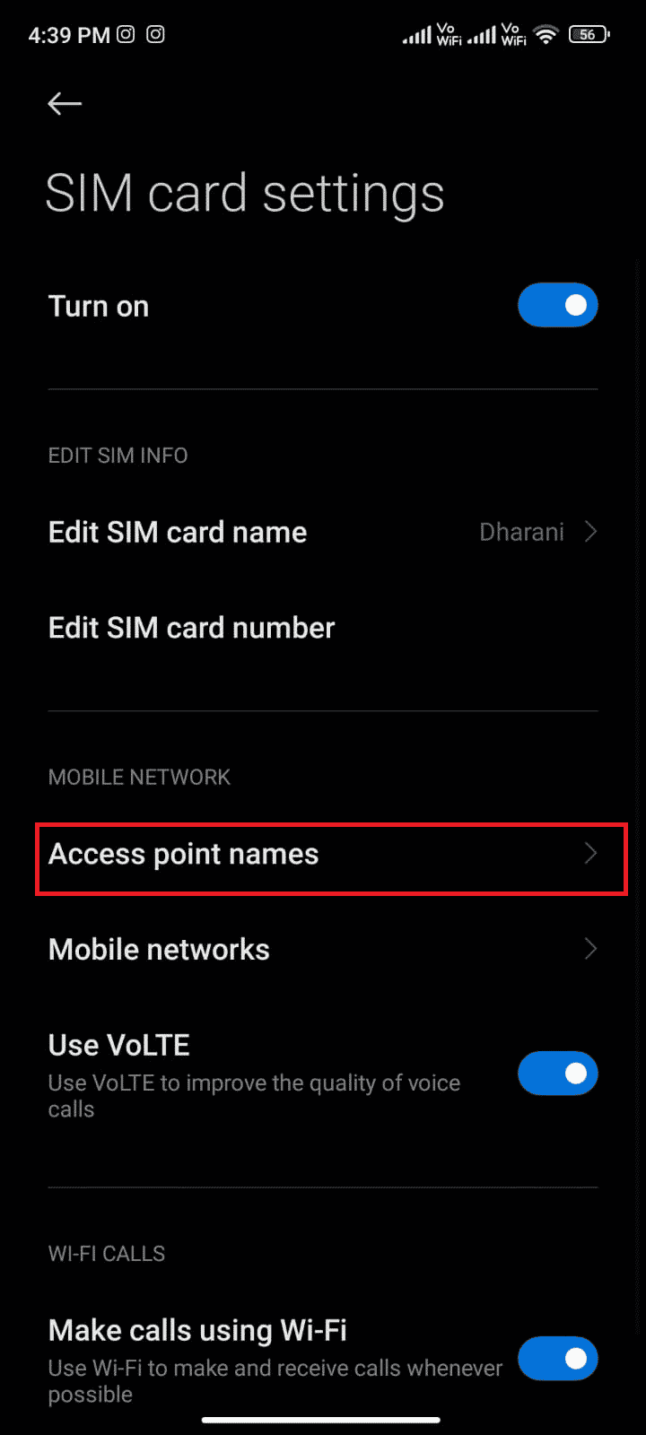 Then, tap on Access point names | Fix Google Play Error Code 495 on Android
