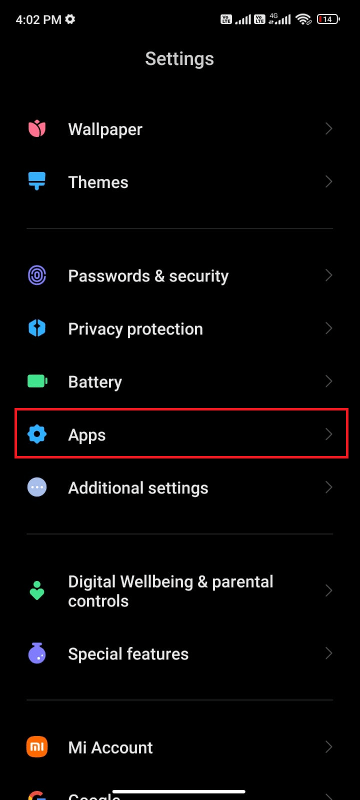 tap on Apps followed by Manage apps. Fix WhatsApp Status Not Showing
