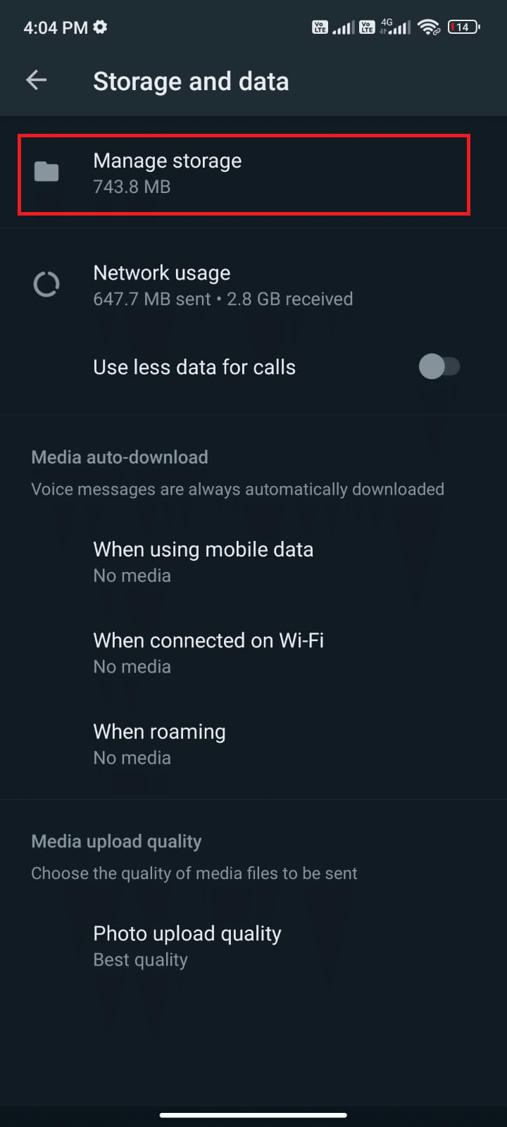 tap on Manage storage 