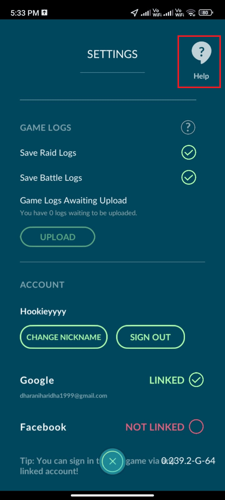 Then, tap on the Help icon . fix Pokémon Go adventure sync not working