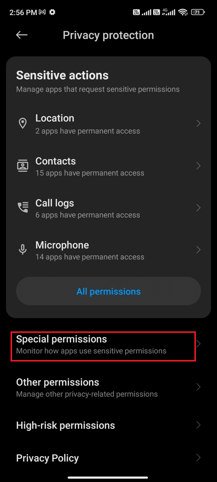 tap Special permissions