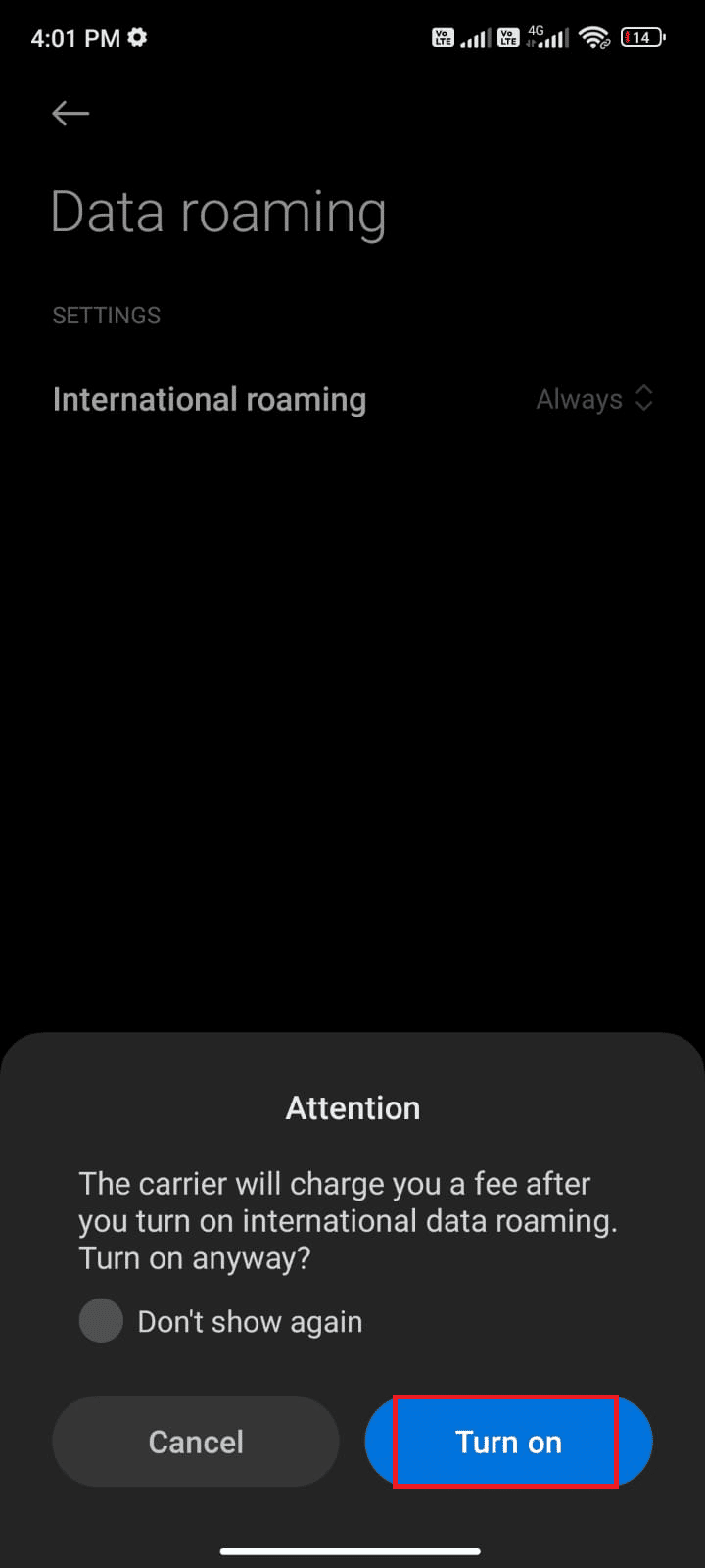 tap Turn on to confirm the prompt. 10 Ways to Fix Error Performing Query Facebook