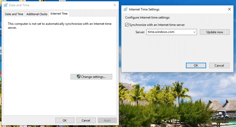 Time and Date / Fix Windows 10 Update error 0x8000ffff
