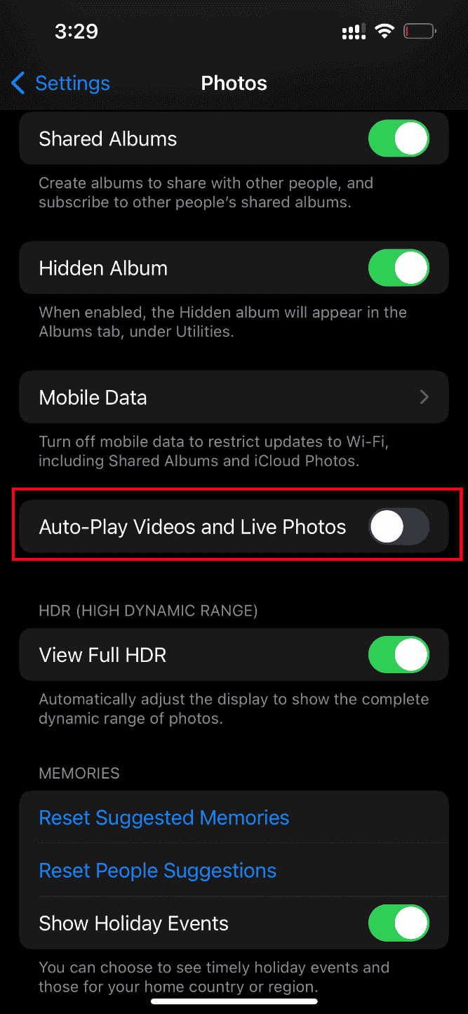 Toggle off Auto Play Videos and Live Photos. Fix An Error Occurred While Loading a Higher Quality Version of This Video iPhone