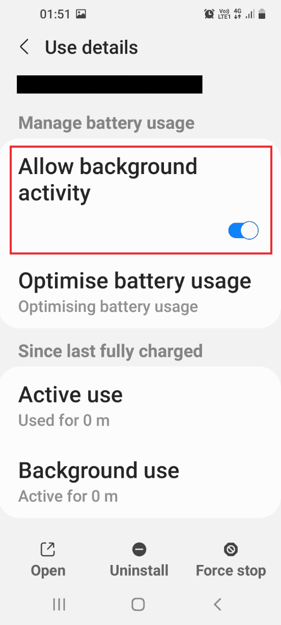 Toggle off the Allow background activity option
