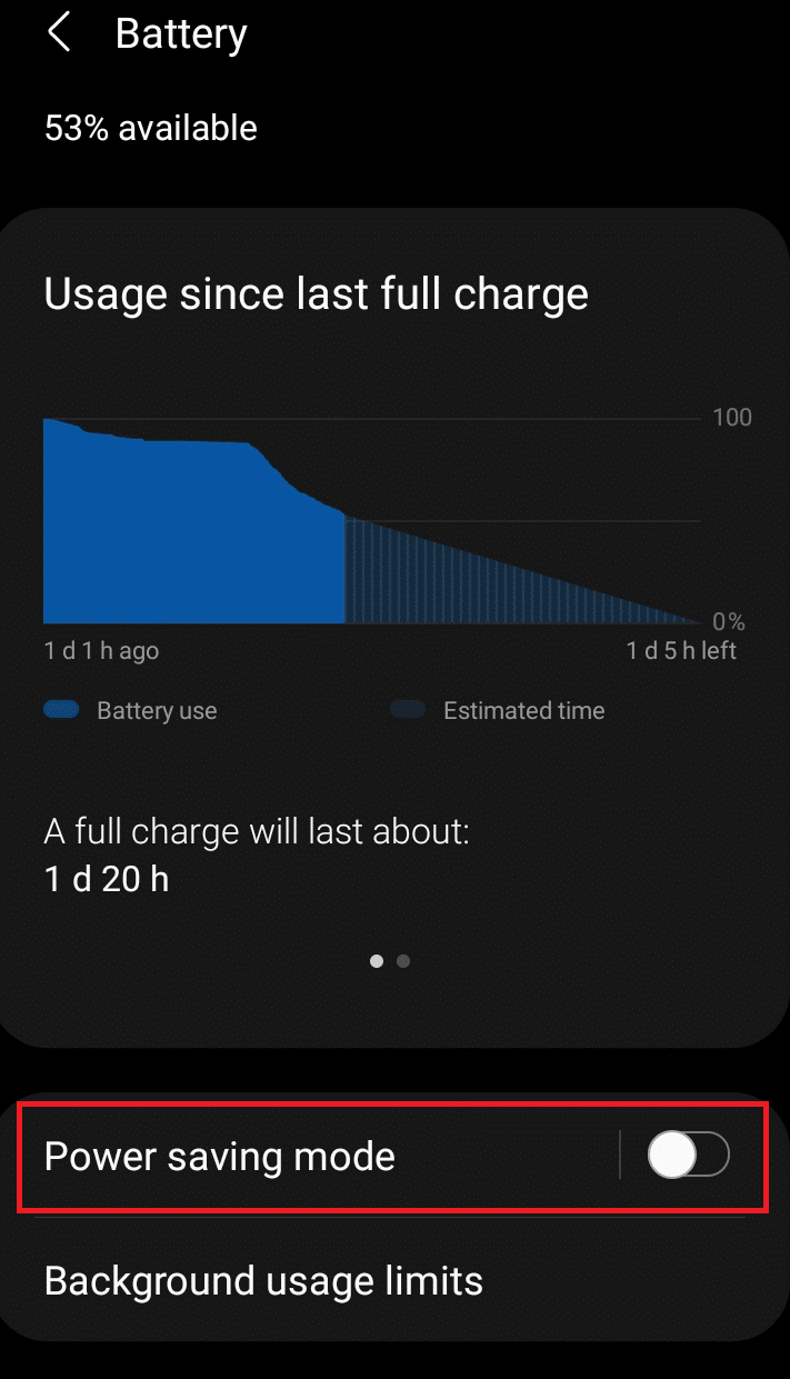 Toggle off the Power saving mode