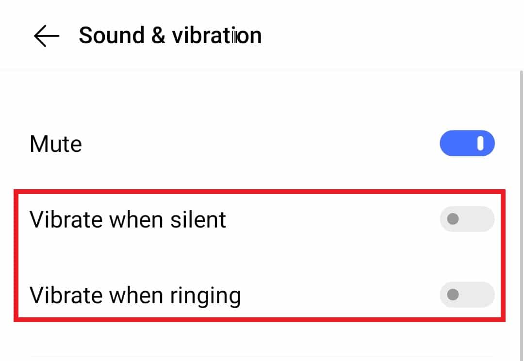 Toggle off Vibrate when silent and Vibrate when ringing