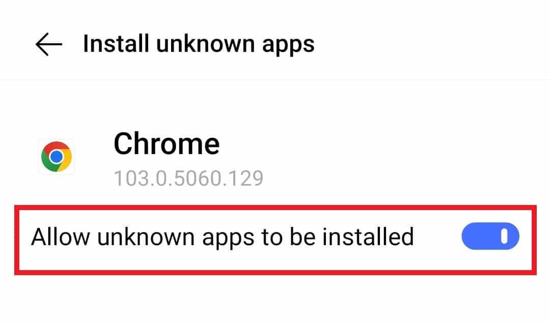Toggle on Allow unknown apps to be installed