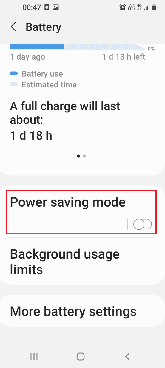 Toggle on the Power saving mode option 