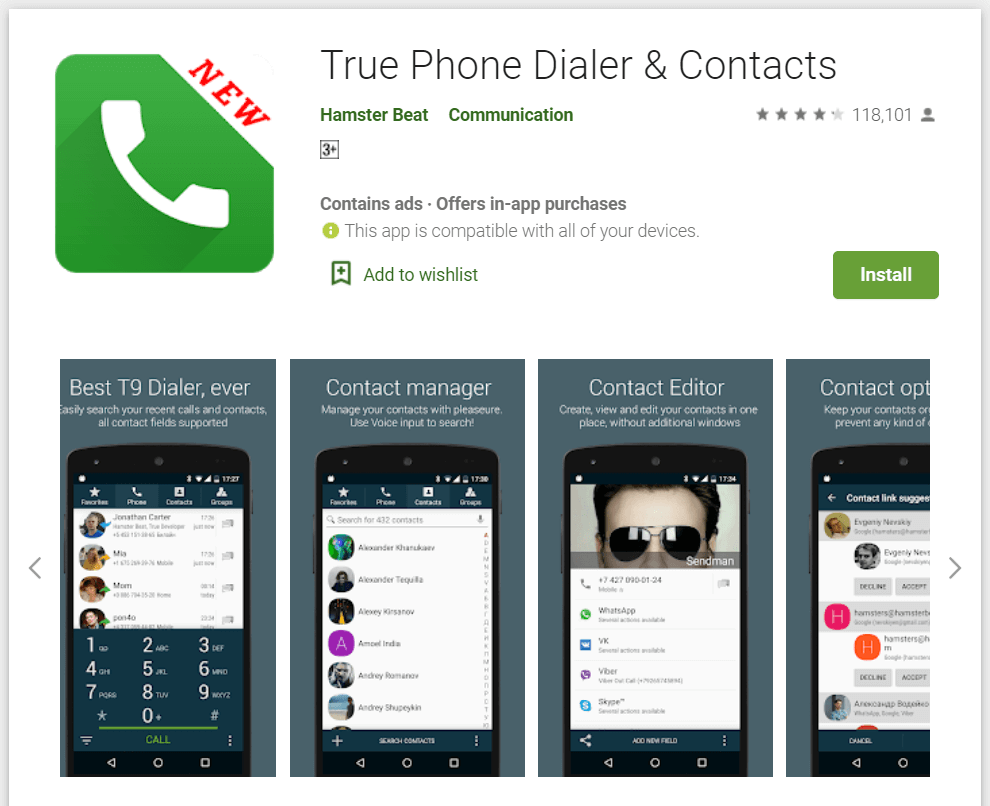 true phone dialer and contacts