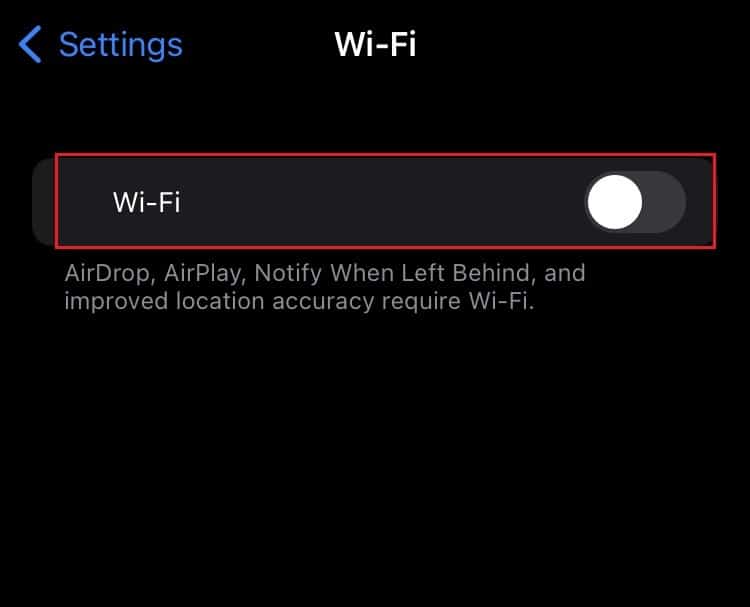 turn Off WiFi in iPhone