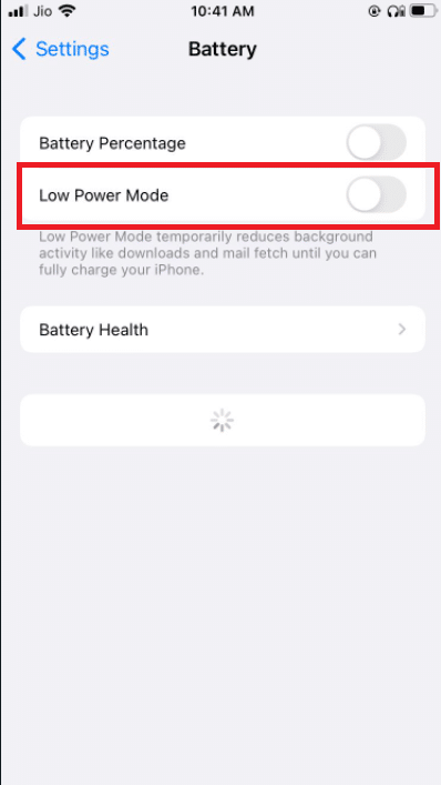 Turn off Low power Mode
