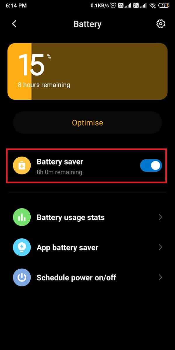 turn off the toggle next to the Battery saver to disable the mode. | Fix Mobile Hotspot not working on Android