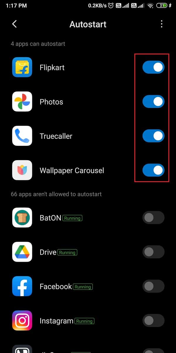 turn off the toggle next to your selected app to disable the auto-start feature.