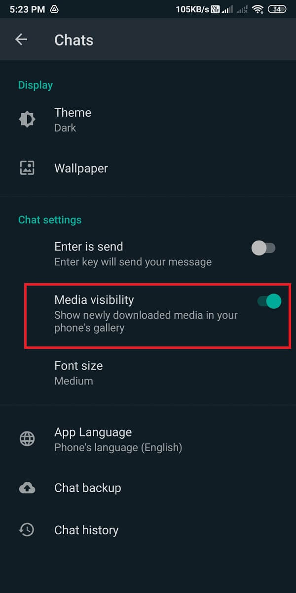 turn the toggle on for 'Media visibility.'