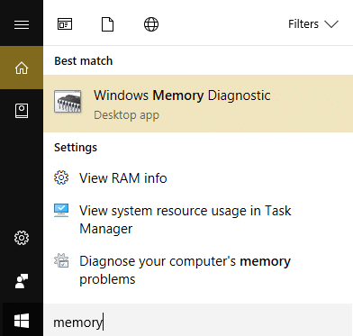 type memory in Windows search and click on Windows Memory Diagnostic