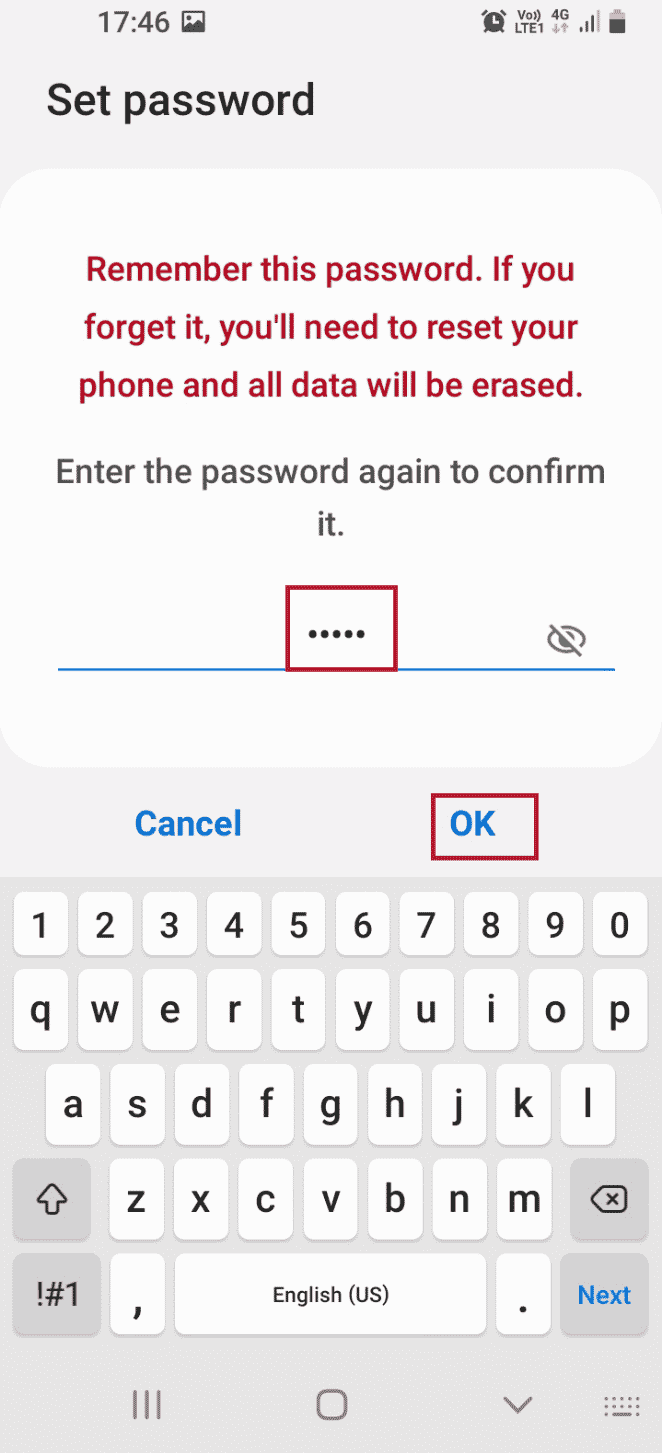 Type the same alpha numeric password and tap on the OK option. Fix Unable to Mount Storage TWRP on Android