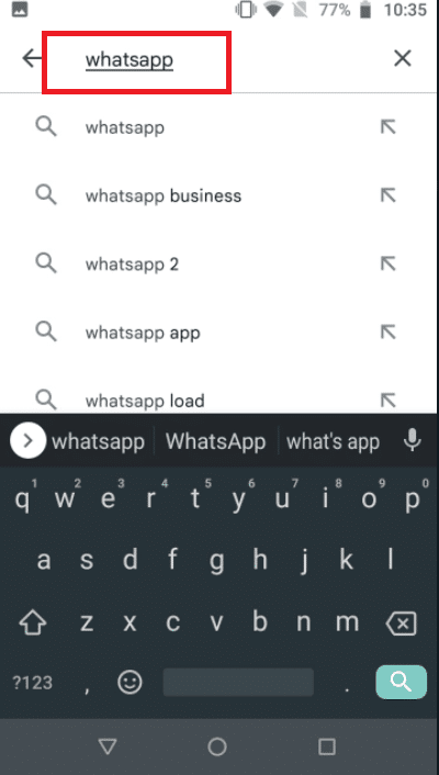 Do vyhľadávacieho panela zadajte WhatsApp
