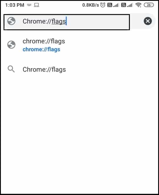 type ‘chromeflags’ and tap on Enter | How To Move Chrome Address Bar To Bottom