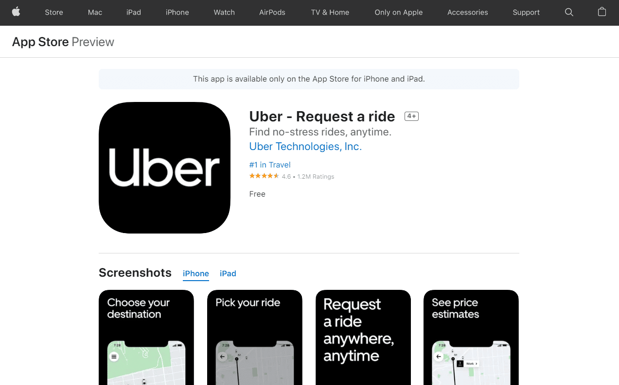 Uber. Top 50 Best Free iPhone Apps