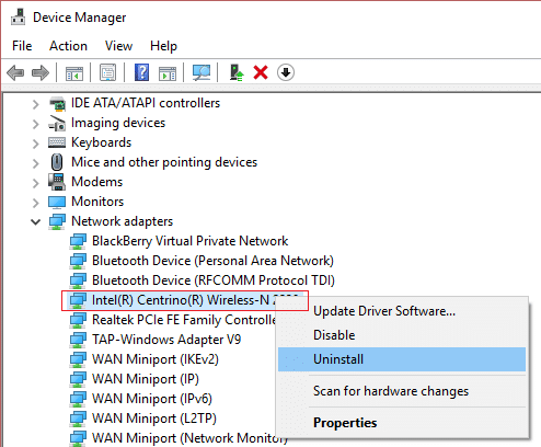 uninstall network adapter | Fix Windows Can’t Connect To This Network Error