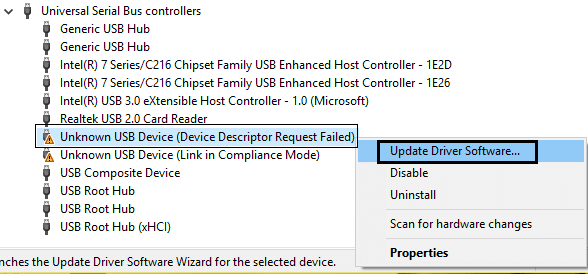 Fix USB Device Not Recognized update driver software
