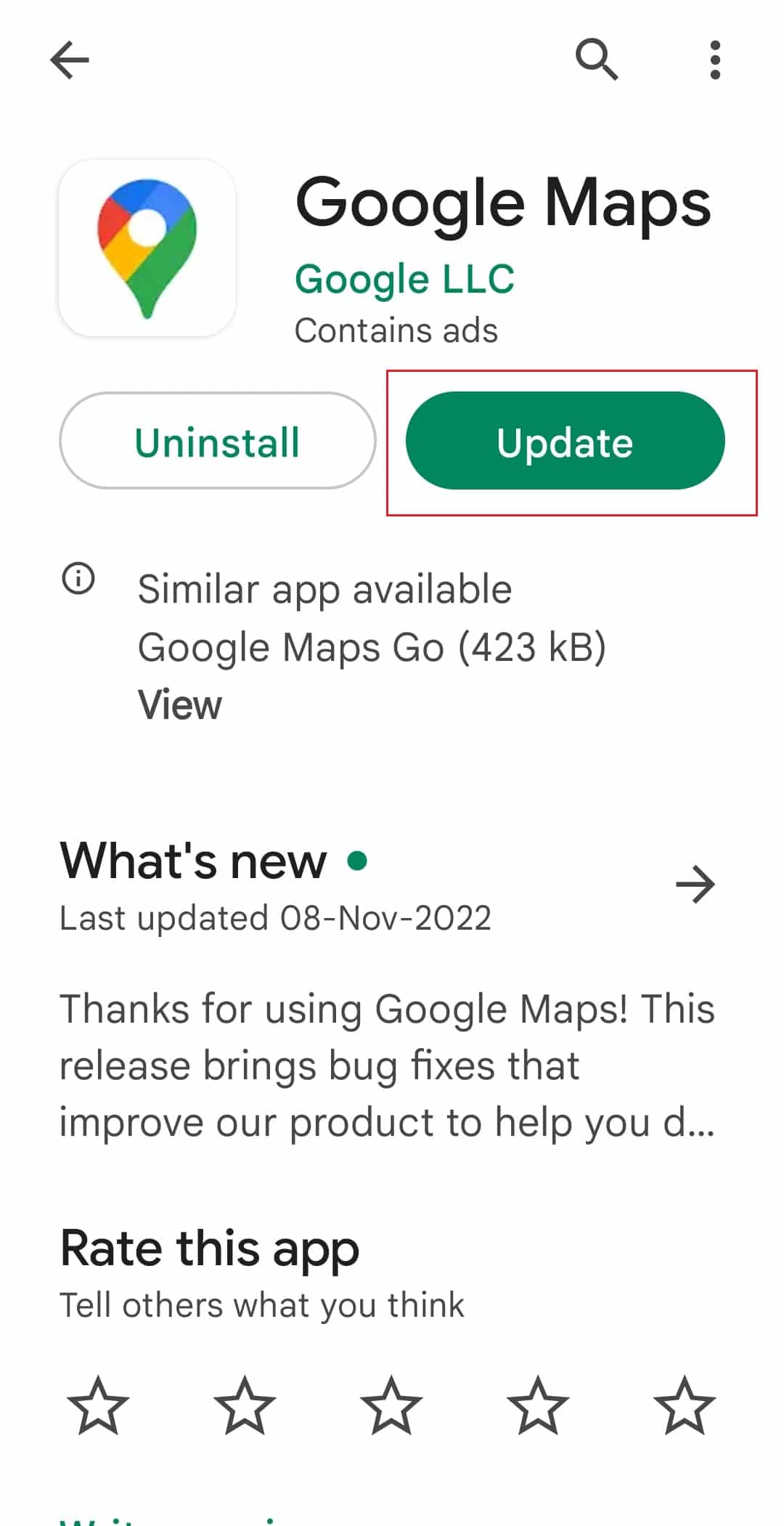 update Google Maps