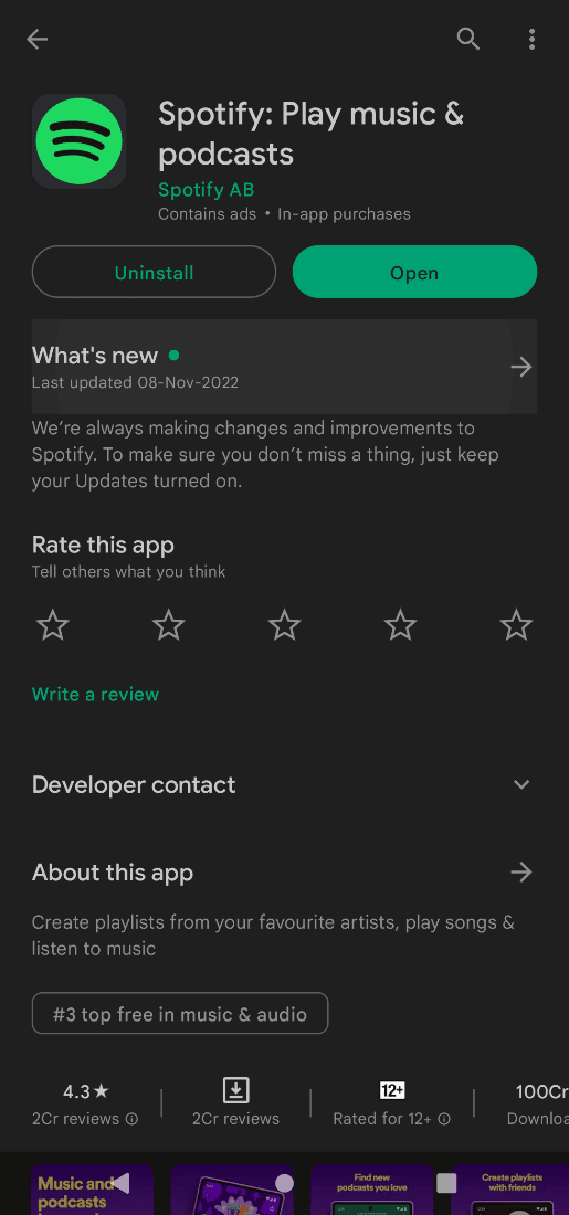 update spotify on google play store