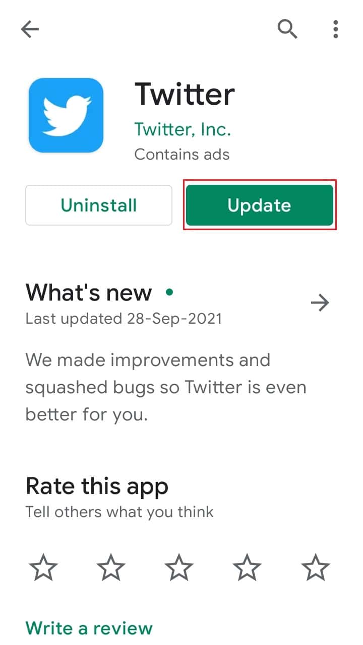 update twitter app on Android