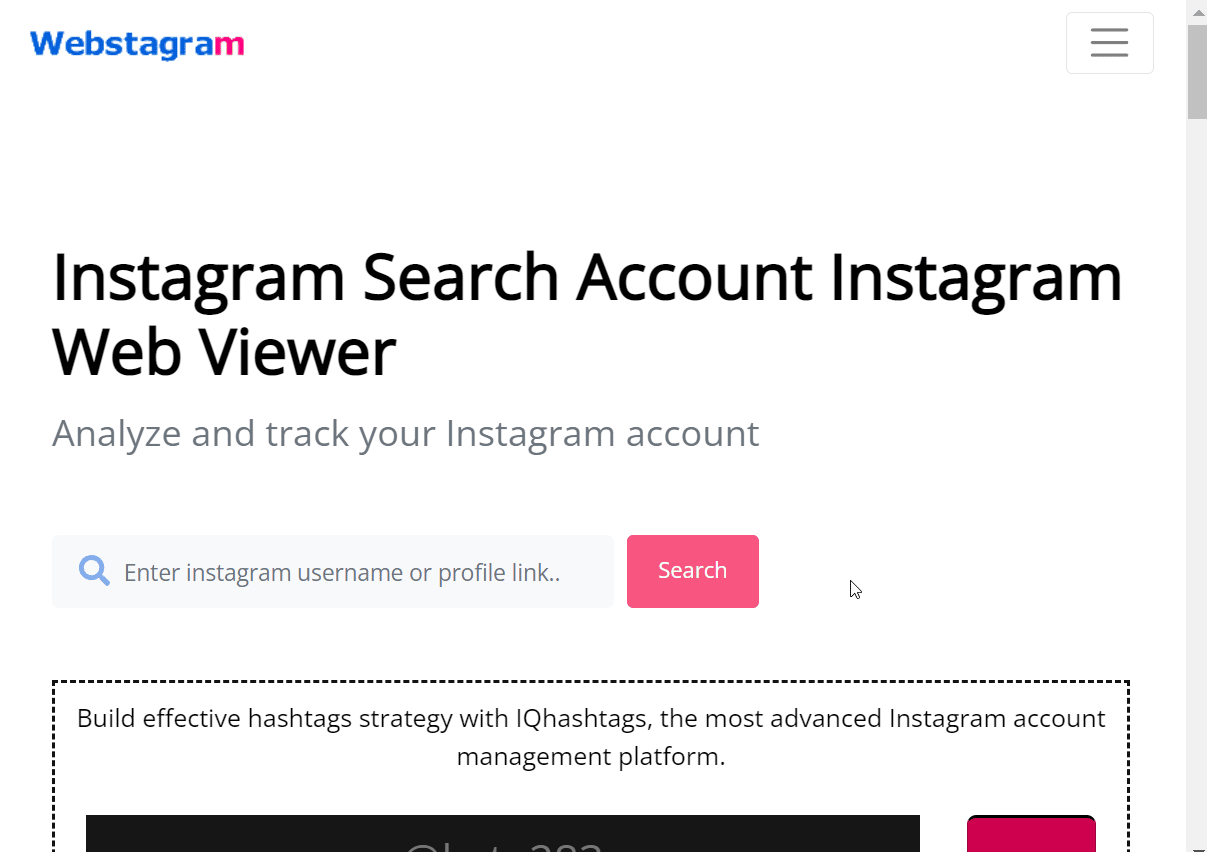 Webstagram search page. Methods to Search Instagram Users by Name and Location