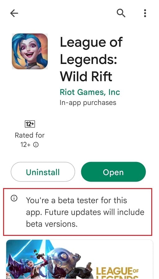 you are a beta tester League of Legends wild rift game
