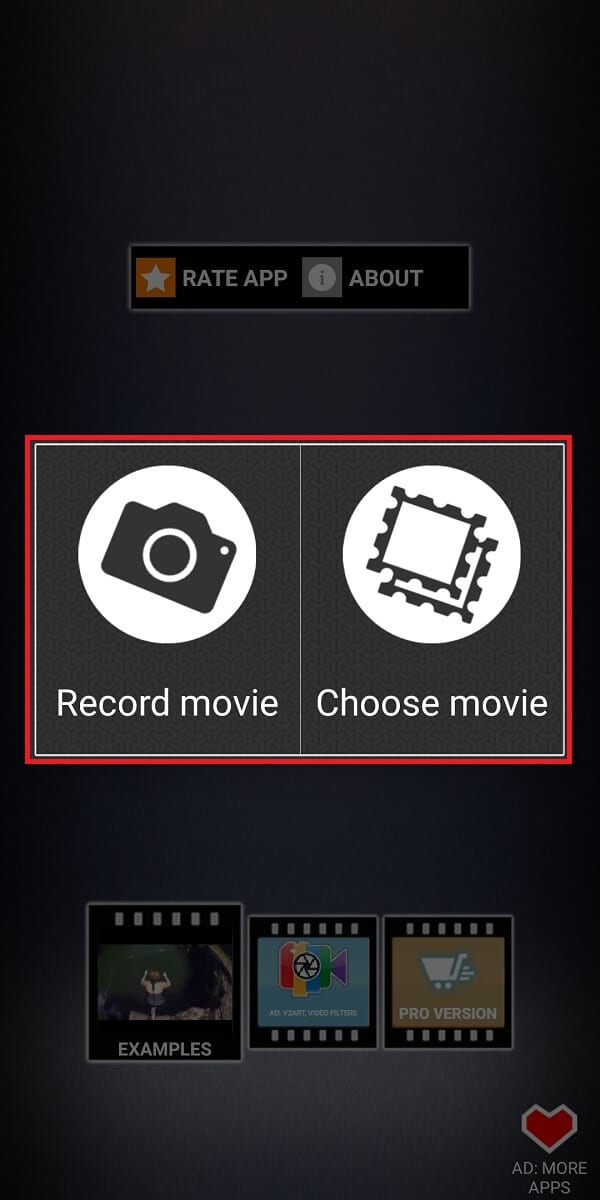 you can select 'Record movie' for recording a slow-motion Video or tap on 'Choose movie'