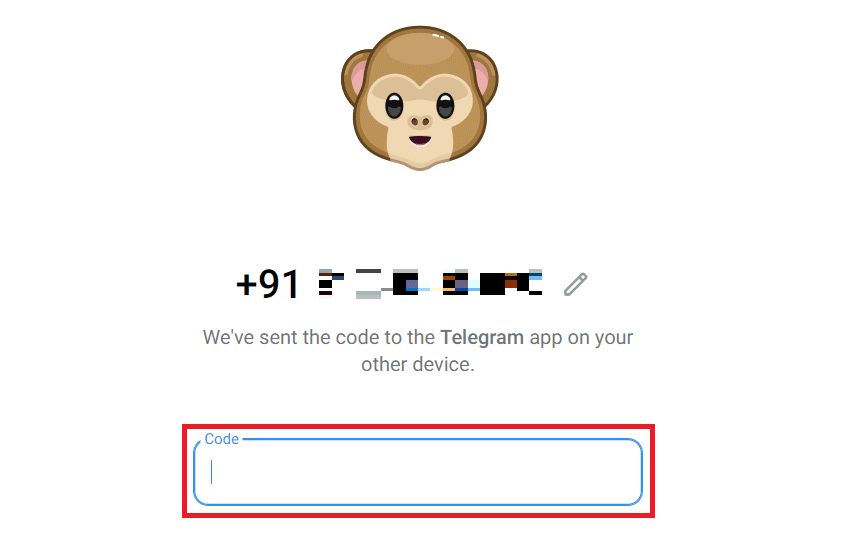 You will receive a Login code on your Telegram phone app. Enter that Code in the field