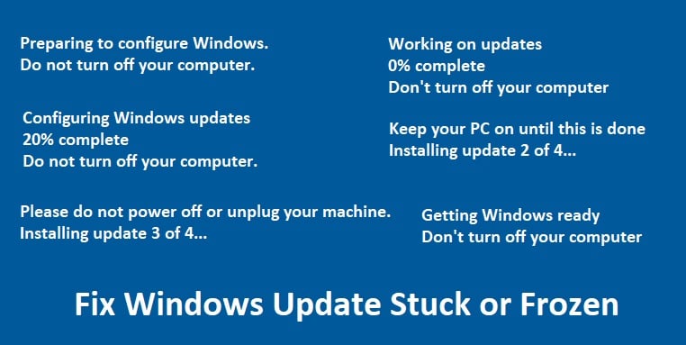 Reparar la actualización de Windows atascada o congelada