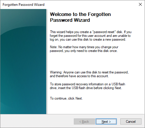 How to create a password reset disk in Windows 10