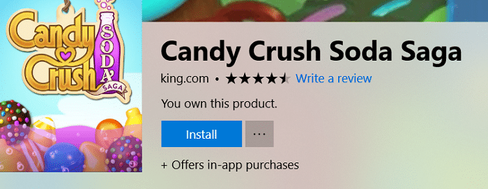 Verwyder Candy Crush Soda Saga van Windows 10