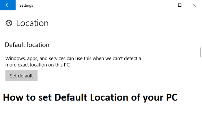 How to set Default Location of your PC