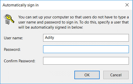 Automatically Log in to User Account in Windows 10