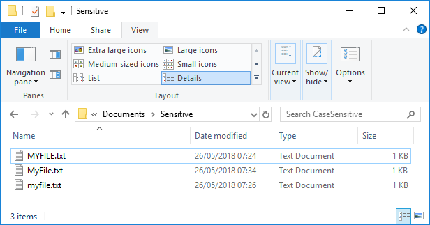 Enable or Disable Case Sensitive Attribute for Folders in Windows 10