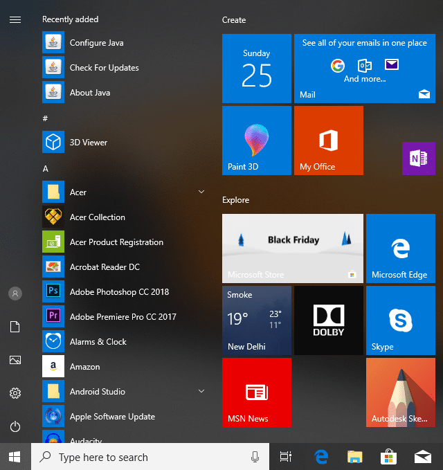 Réparer le menu Démarrer ne fonctionne pas sous Windows 10