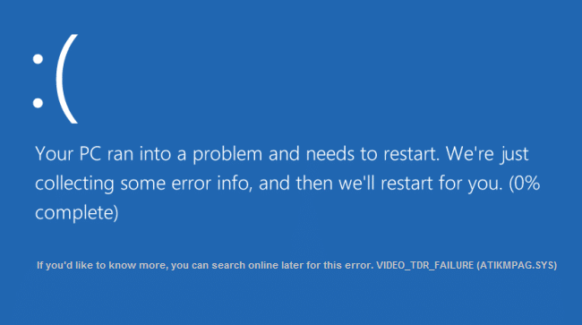 Corrigir erro de falha de TDR de vídeo no Windows 10