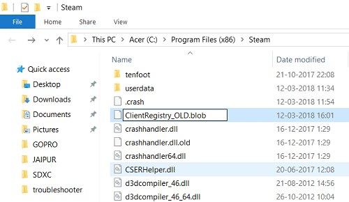 Find and rename the file ClientRegistry.blob